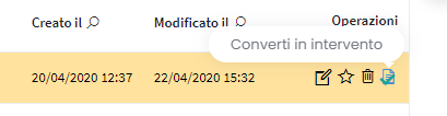 Conversione da Ticket ad Intervento. 1