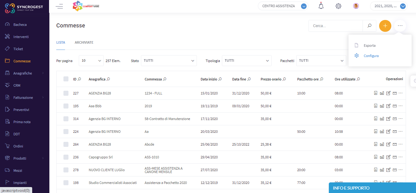 configura commesse