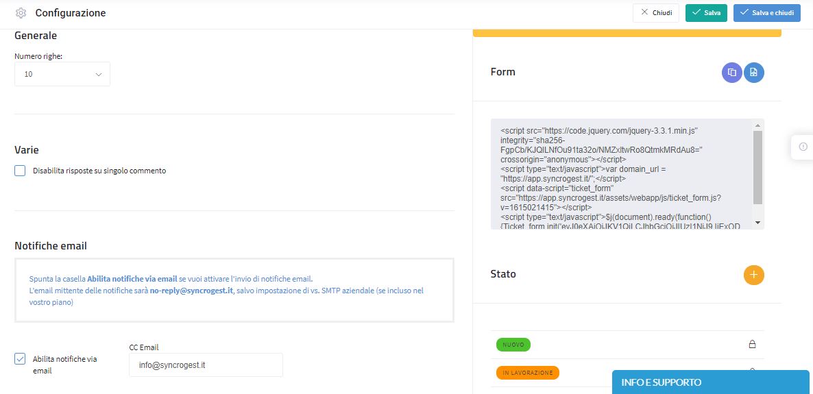 configurazione ticket dettagli