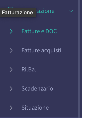 menu fatturazione per sezionali