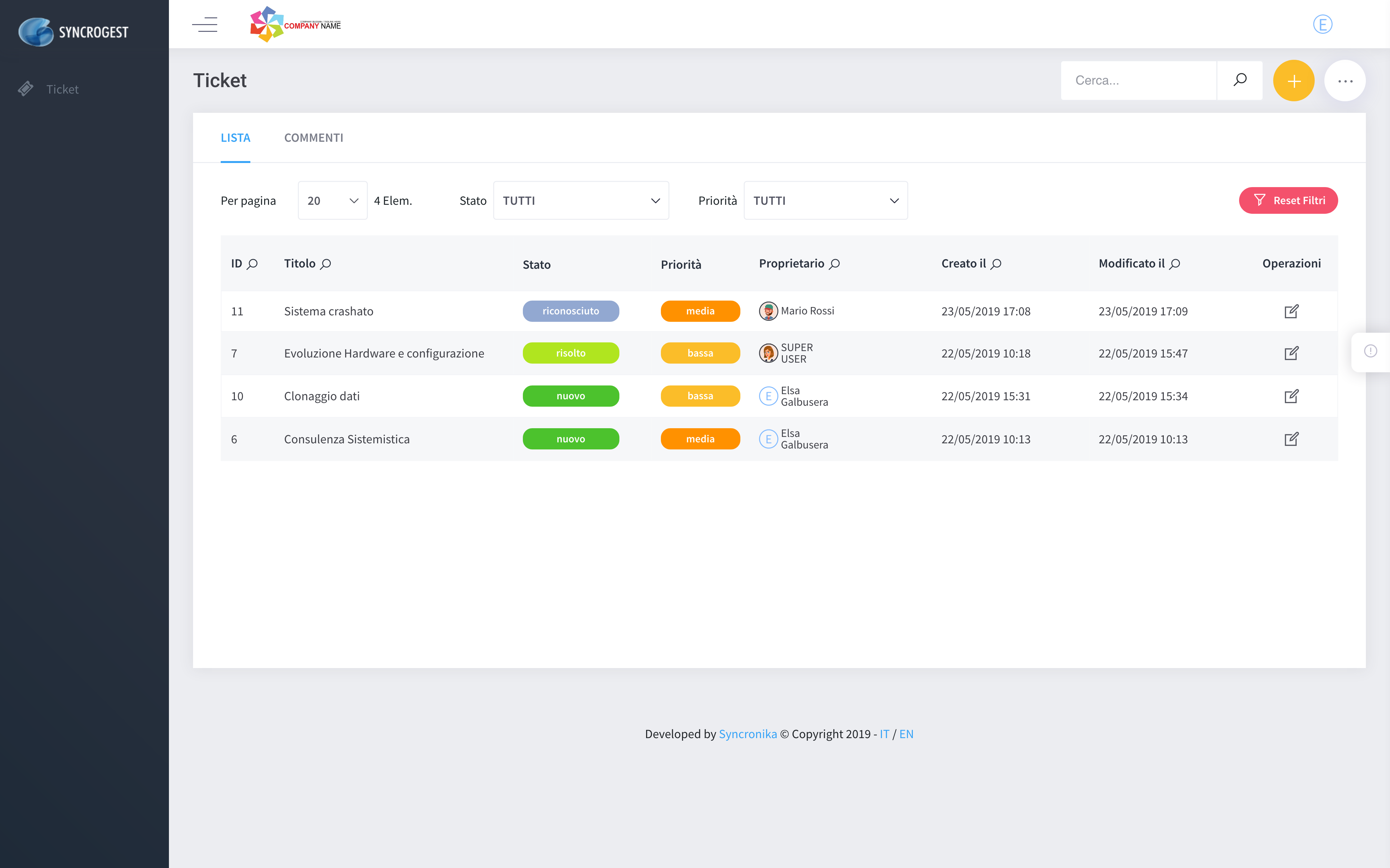 bacheca client