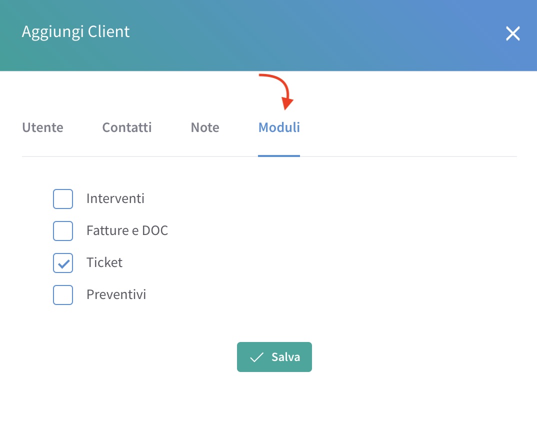 abilita moduli al client