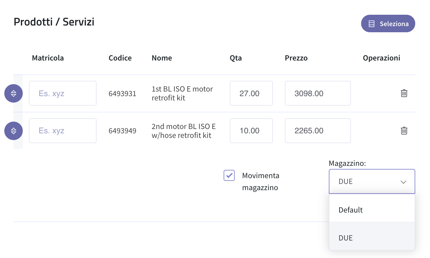 selezione estemporanea magazzino