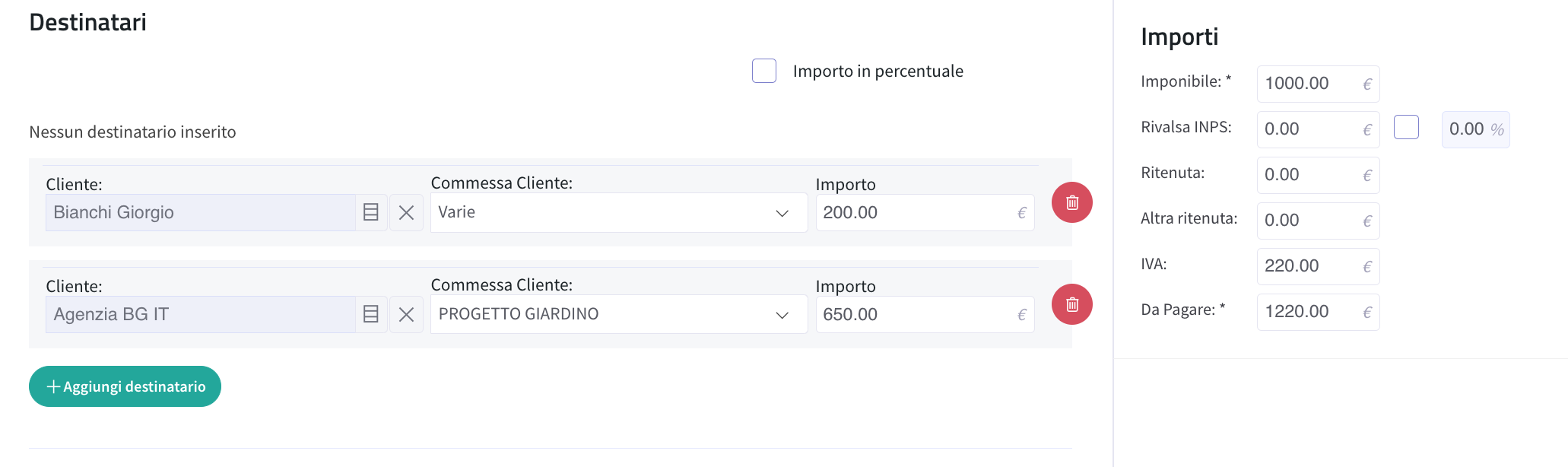 imputazione fattura d'acquisto in valore assoluto