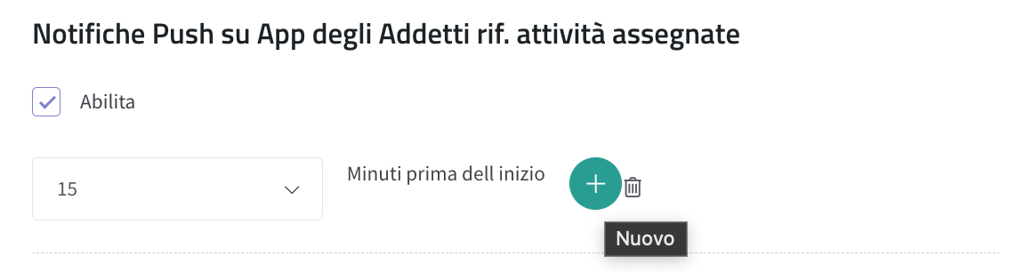 abilitazione 1° notifiche push 15min