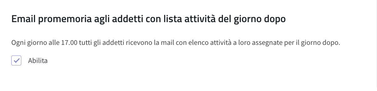 mail promemoria attività