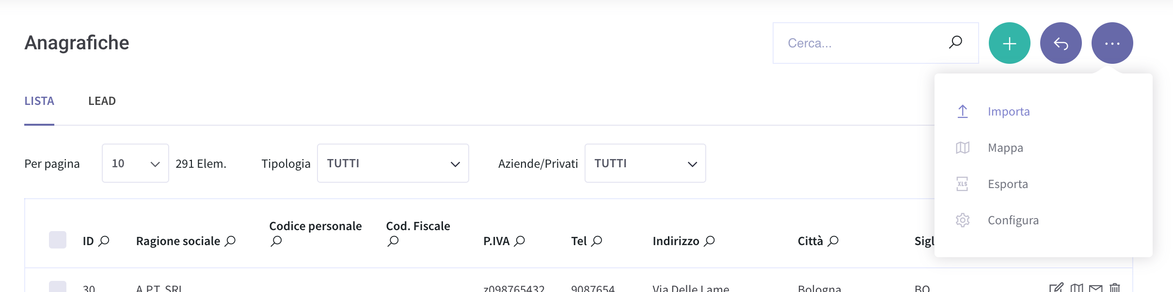 importazione file exel anagrafiche