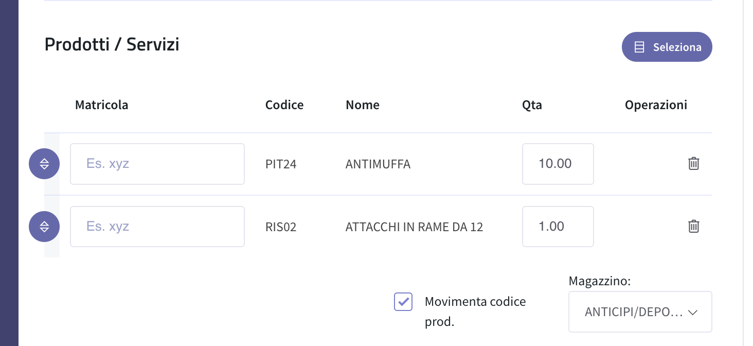 modificare i prezzi disabilitato