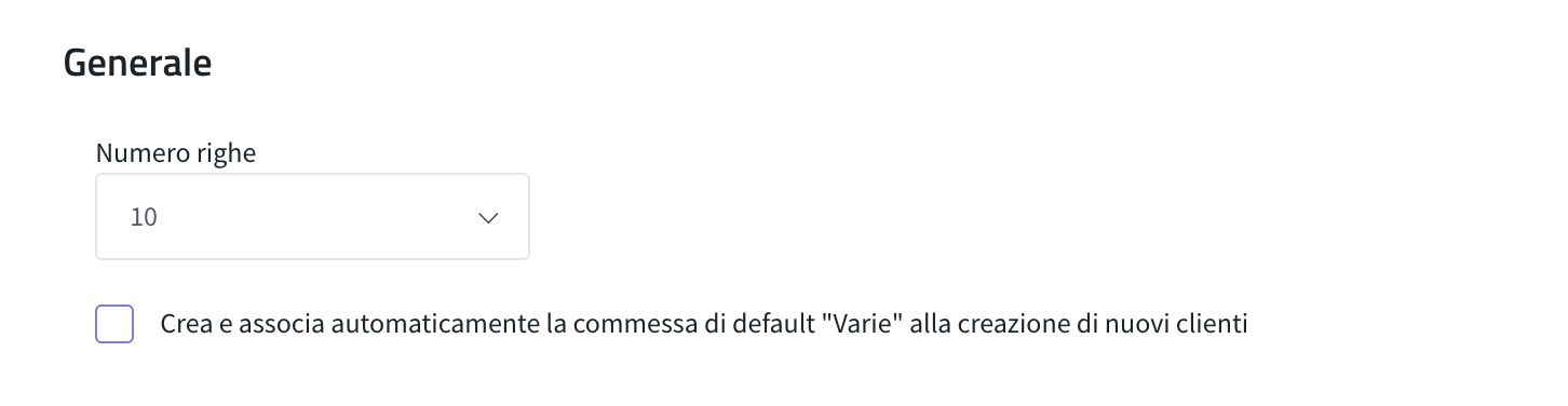 disalilitazione creazione nuova commessa Varie