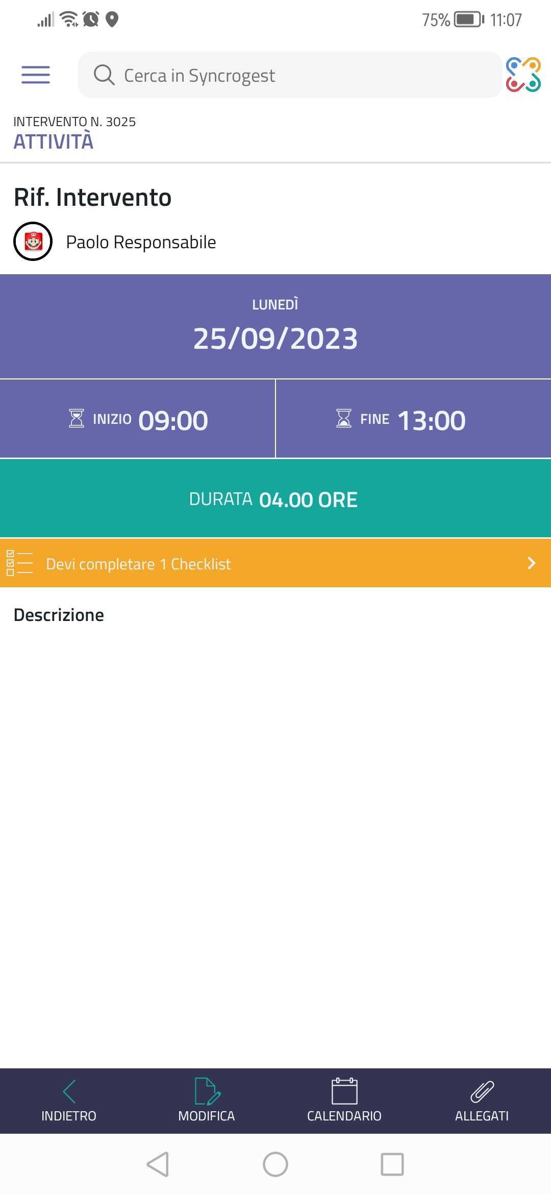 Screenshot_20230928_110753_app.syncronika.syncrogest check list da compilare in attività