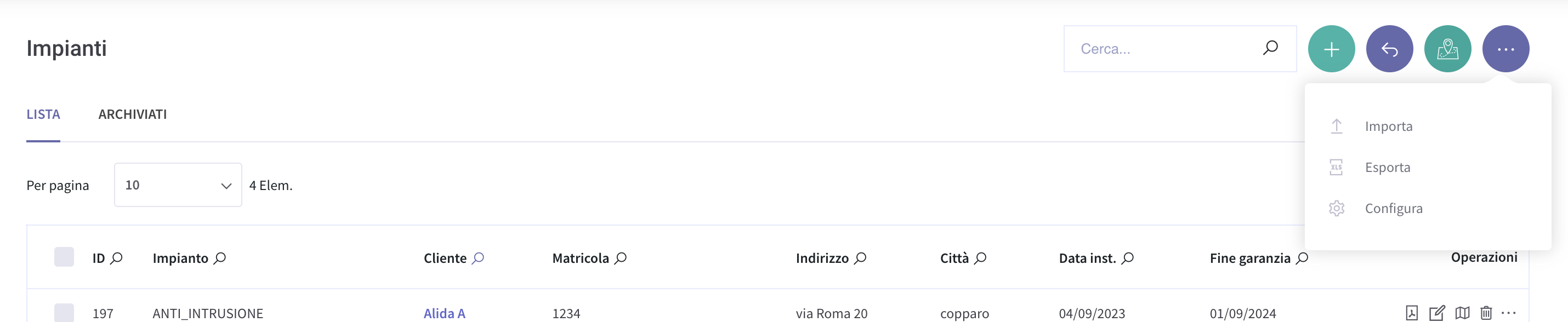 importazione file excel impianti